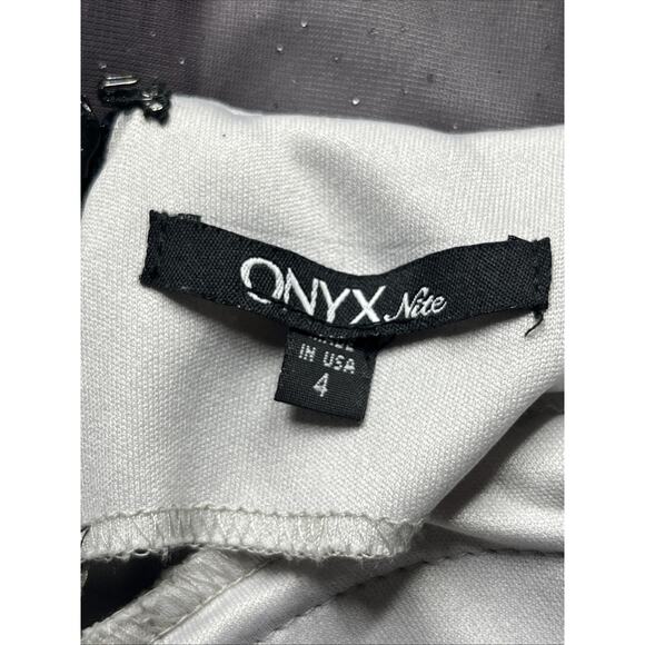 Onyx Nite Chiffon Sparkle Gown 4 Purple Gray Ombre Formal Dress Ruched Elegant - Picture 14 of 16